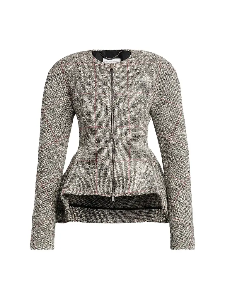 Stella McCartney Women's Speckled Peplum Jacket - Multicolor Grey | Image 1 Stella McCartney Women's Speckled Peplum Jacket - Multicolor Grey | Image 1