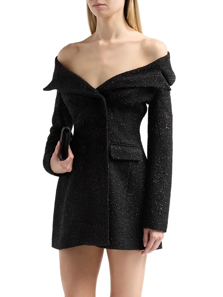 Self-Portrait Women's Metallic Boucle Mini Dress | Thumbnail 4 Self-Portrait Women's Metallic Boucle Mini Dress | Thumbnail 4