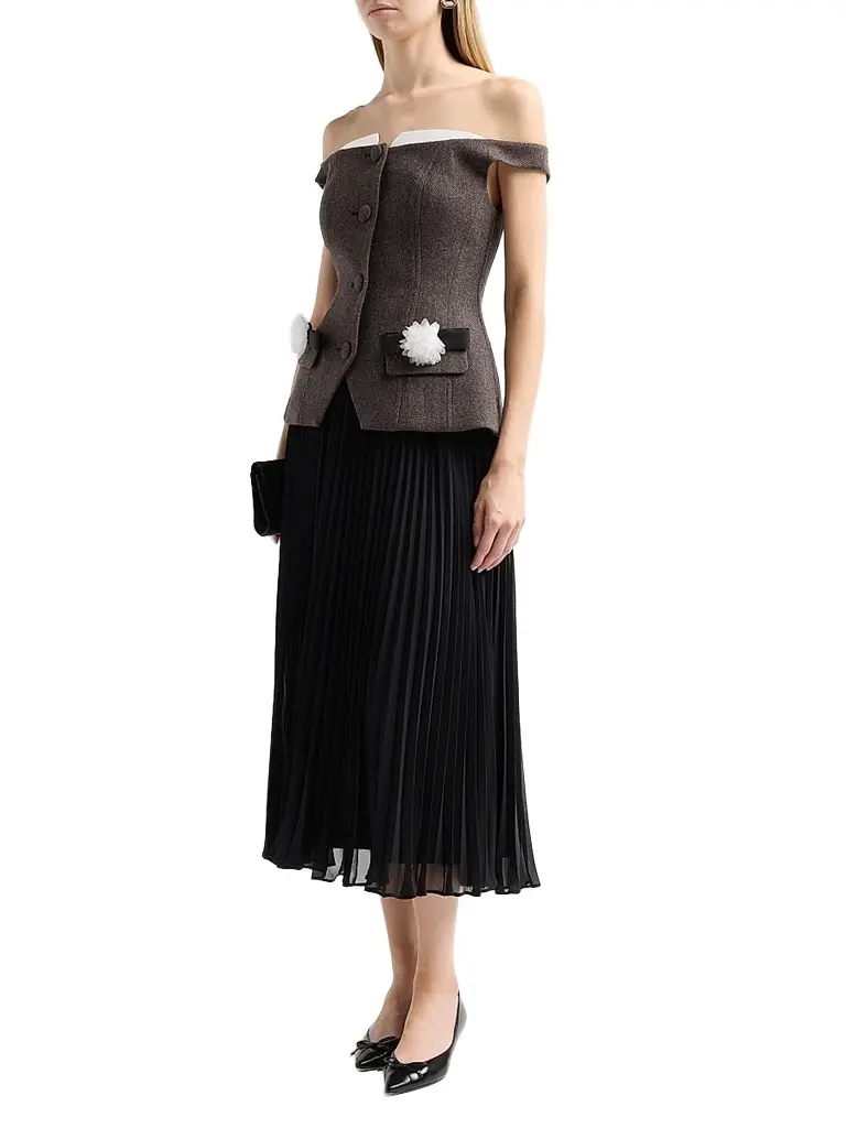 Self-Portrait Women's Off-the-Shoulder Chiffon Midi Dress | Thumbnail 4 Self-Portrait Women's Off-the-Shoulder Chiffon Midi Dress | Thumbnail 4