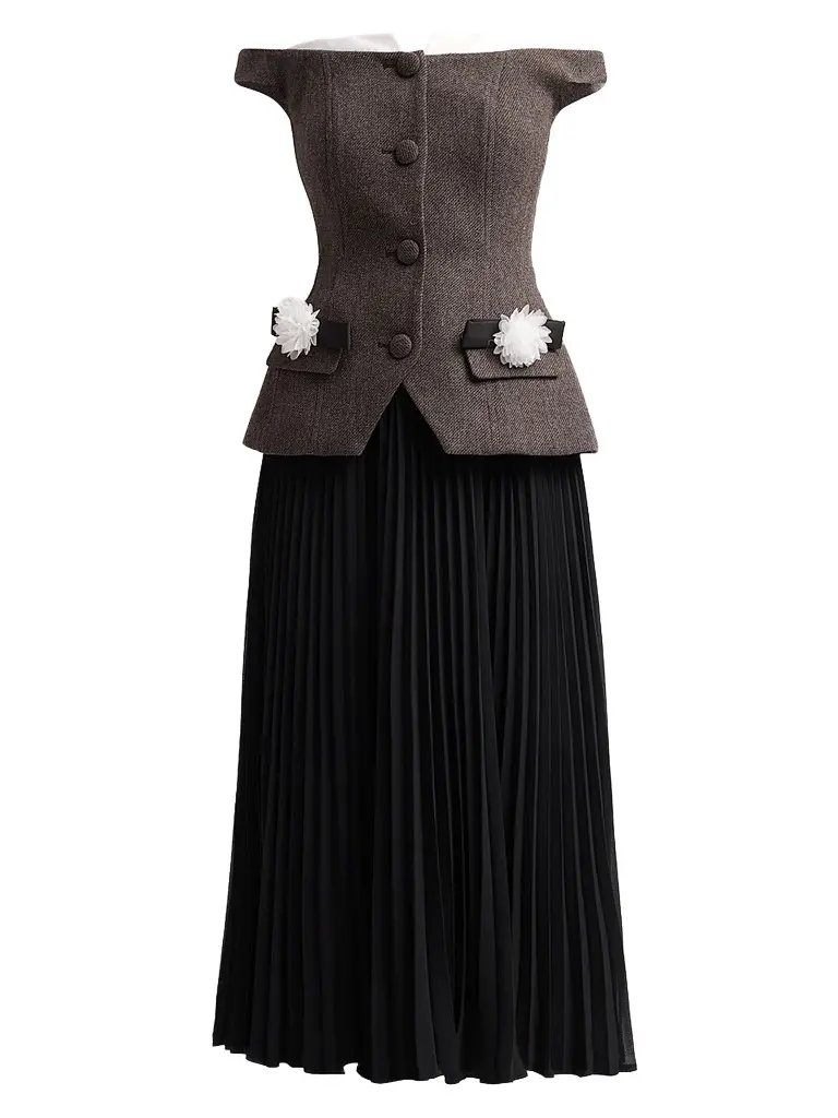 Self-Portrait Women's Off-the-Shoulder Chiffon Midi Dress