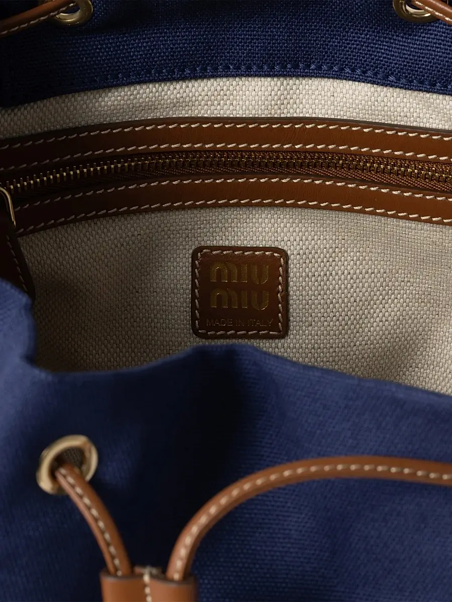 Miu Miu Women's Canvas and Leather Backpack - Blue | Thumbnail 6