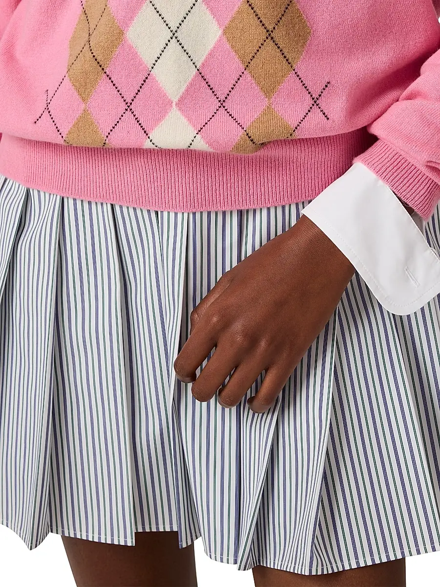Miu Miu Women's Pleated Striped Poplin Mini-Dress | Thumbnail 5 Miu Miu Women's Pleated Striped Poplin Mini-Dress | Thumbnail 5