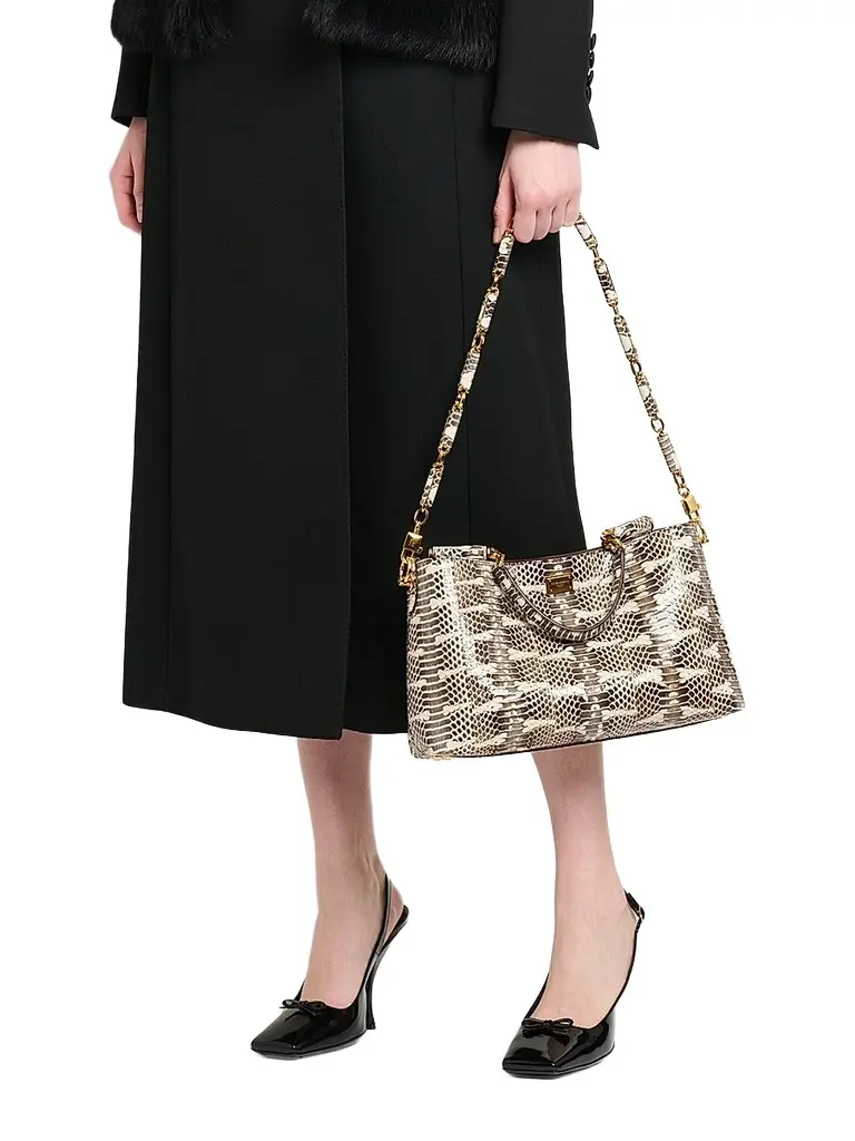 Dolce & Gabbana Women's Vittoria Snakeskin Embossed Leather Handbag | Thumbnail 2 Dolce & Gabbana Women's Vittoria Snakeskin Embossed Leather Handbag | Thumbnail 2