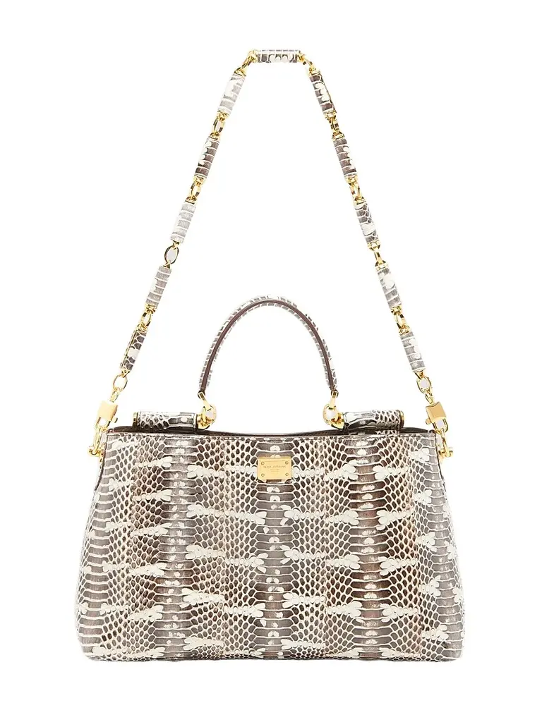 Dolce & Gabbana Women's Vittoria Snakeskin Embossed Leather Handbag | Thumbnail 6 Dolce & Gabbana Women's Vittoria Snakeskin Embossed Leather Handbag | Thumbnail 6