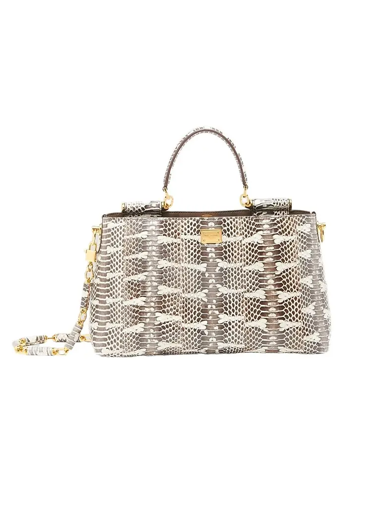 Dolce & Gabbana Women's Vittoria Snakeskin Embossed Leather Handbag - Bianco Perla | Image 1 Dolce & Gabbana Women's Vittoria Snakeskin Embossed Leather Handbag - Bianco Perla | Image 1