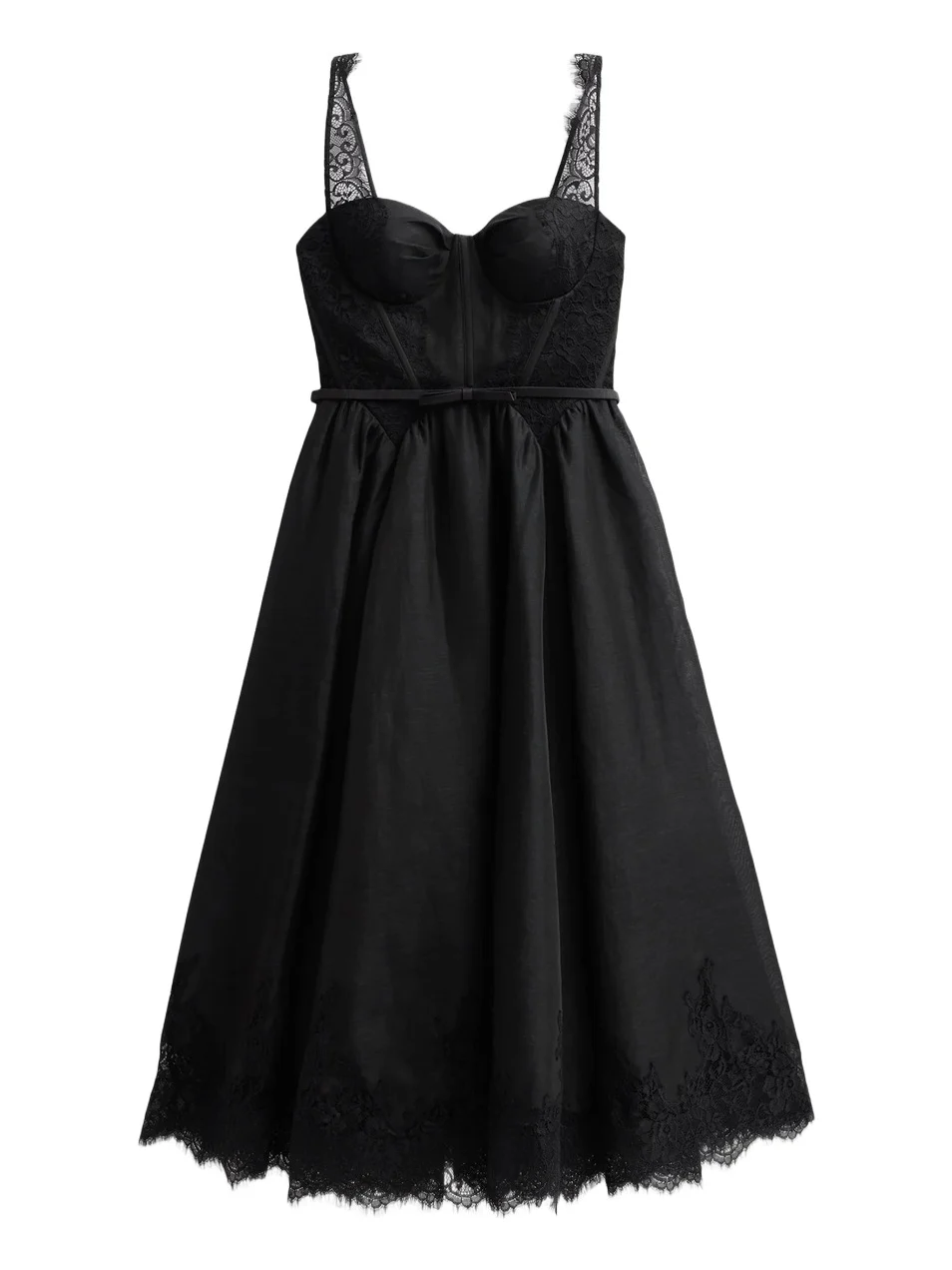 Women's Valiant Linen-Silk Lace-Trim Midi Dress