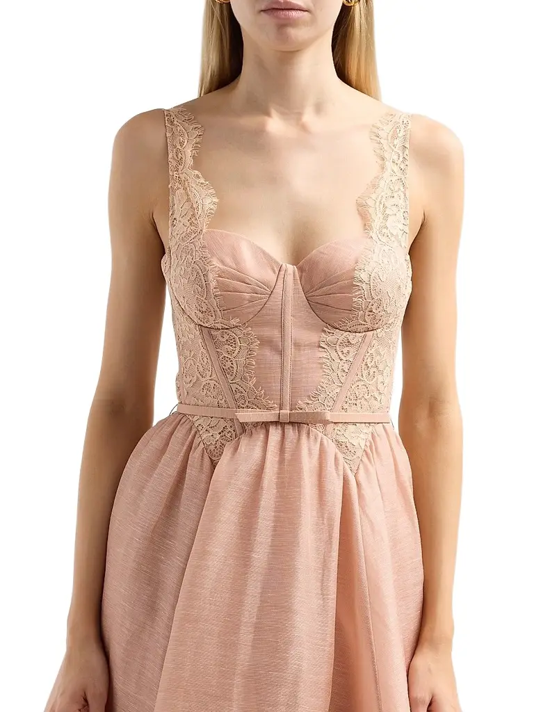 Zimmermann Women's Valiant Linen-Silk Lace-Trim Midi Dress | Thumbnail 5 Zimmermann Women's Valiant Linen-Silk Lace-Trim Midi Dress | Thumbnail 5