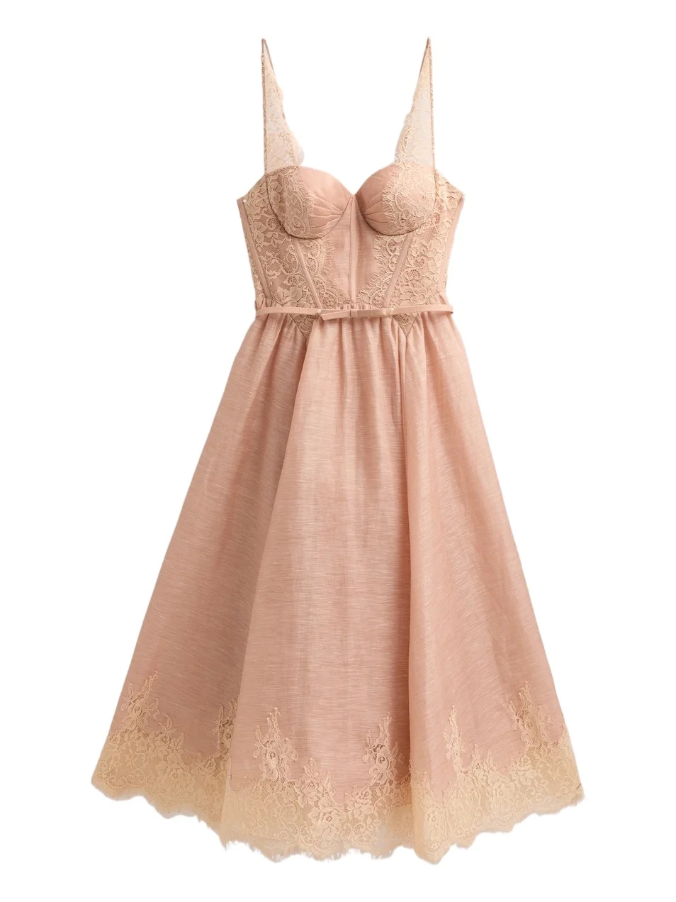 Zimmermann Women's Valiant Linen-Silk Lace-Trim Midi Dress