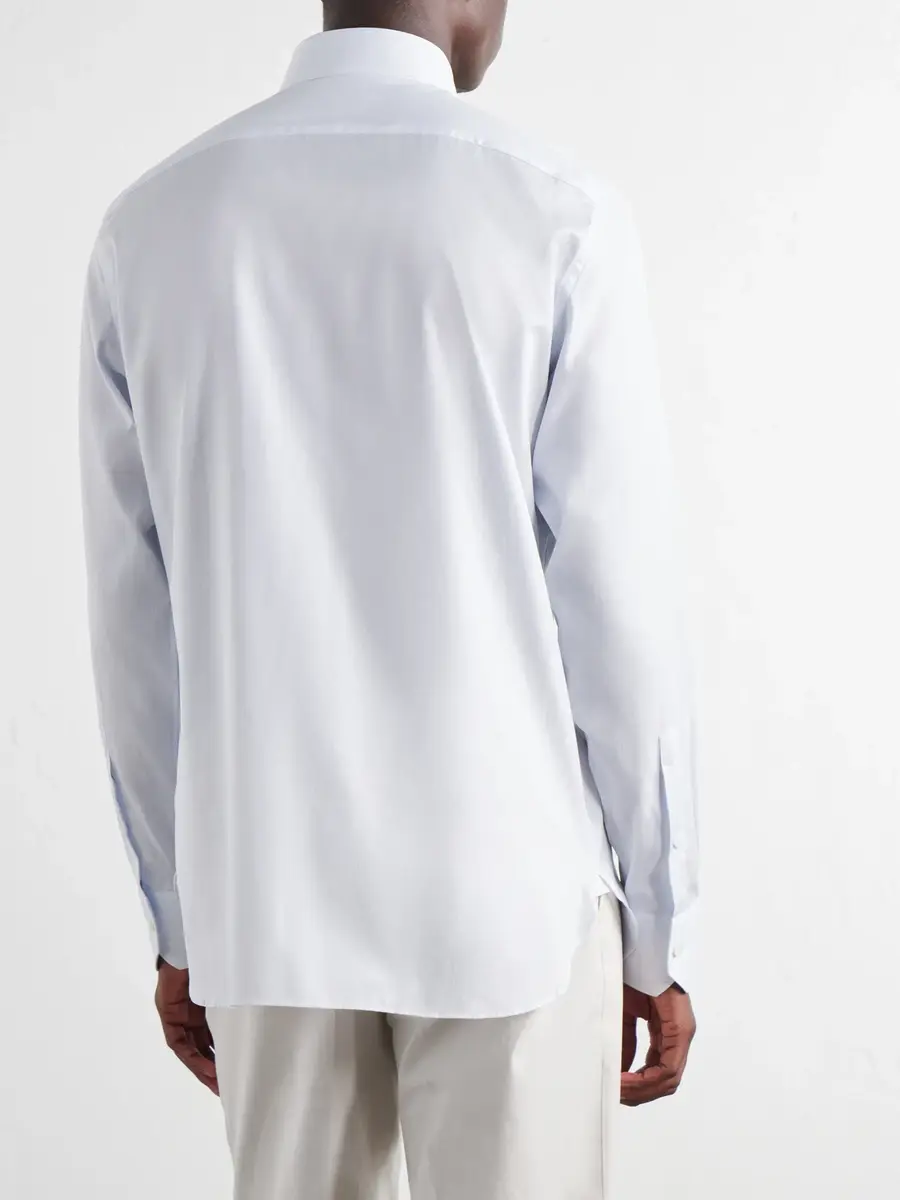 Zegna Cutaway-Collar Striped Cotton-Poplin Shirt - Men | Thumbnail 4 Zegna Cutaway-Collar Striped Cotton-Poplin Shirt - Men | Thumbnail 4