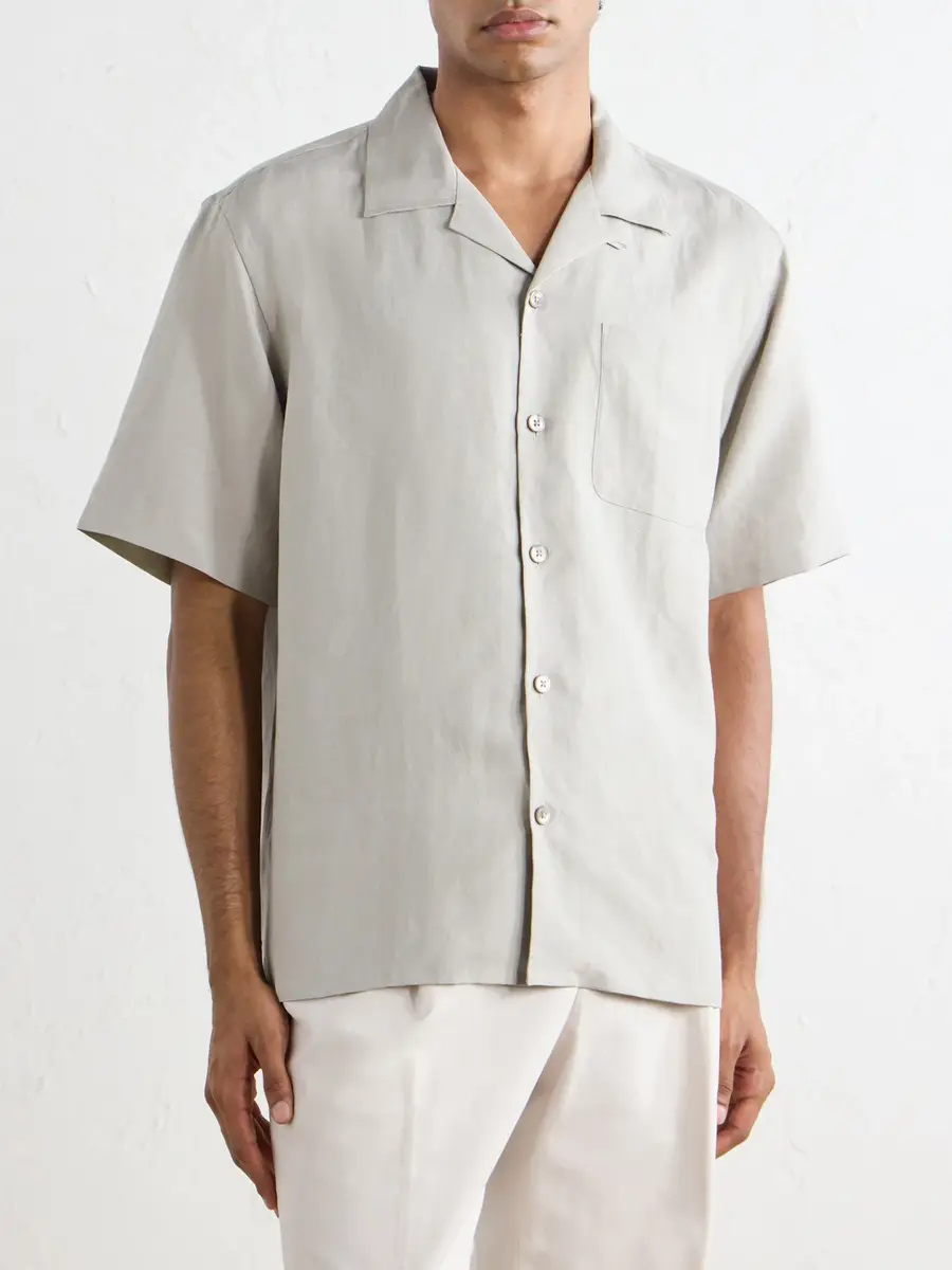 Ralph Lauren Purple Label Camp-Collar Silk and Linen-Blend Shirt - Men | Thumbnail 3 Ralph Lauren Purple Label Camp-Collar Silk and Linen-Blend Shirt - Men | Thumbnail 3