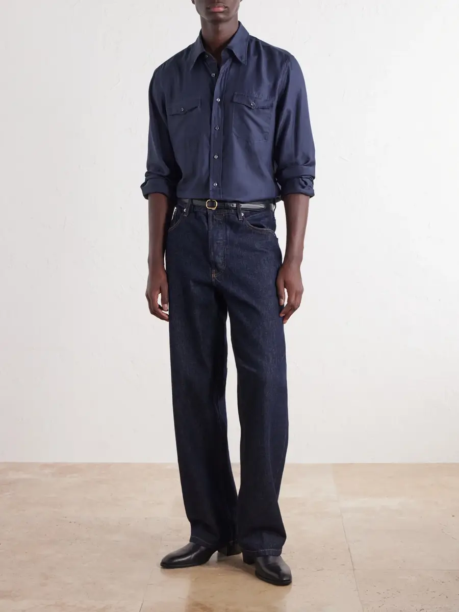 Husbands Cotton and Silk-Blend Twill Shirt - Men | Thumbnail 2 Husbands Cotton and Silk-Blend Twill Shirt - Men | Thumbnail 2