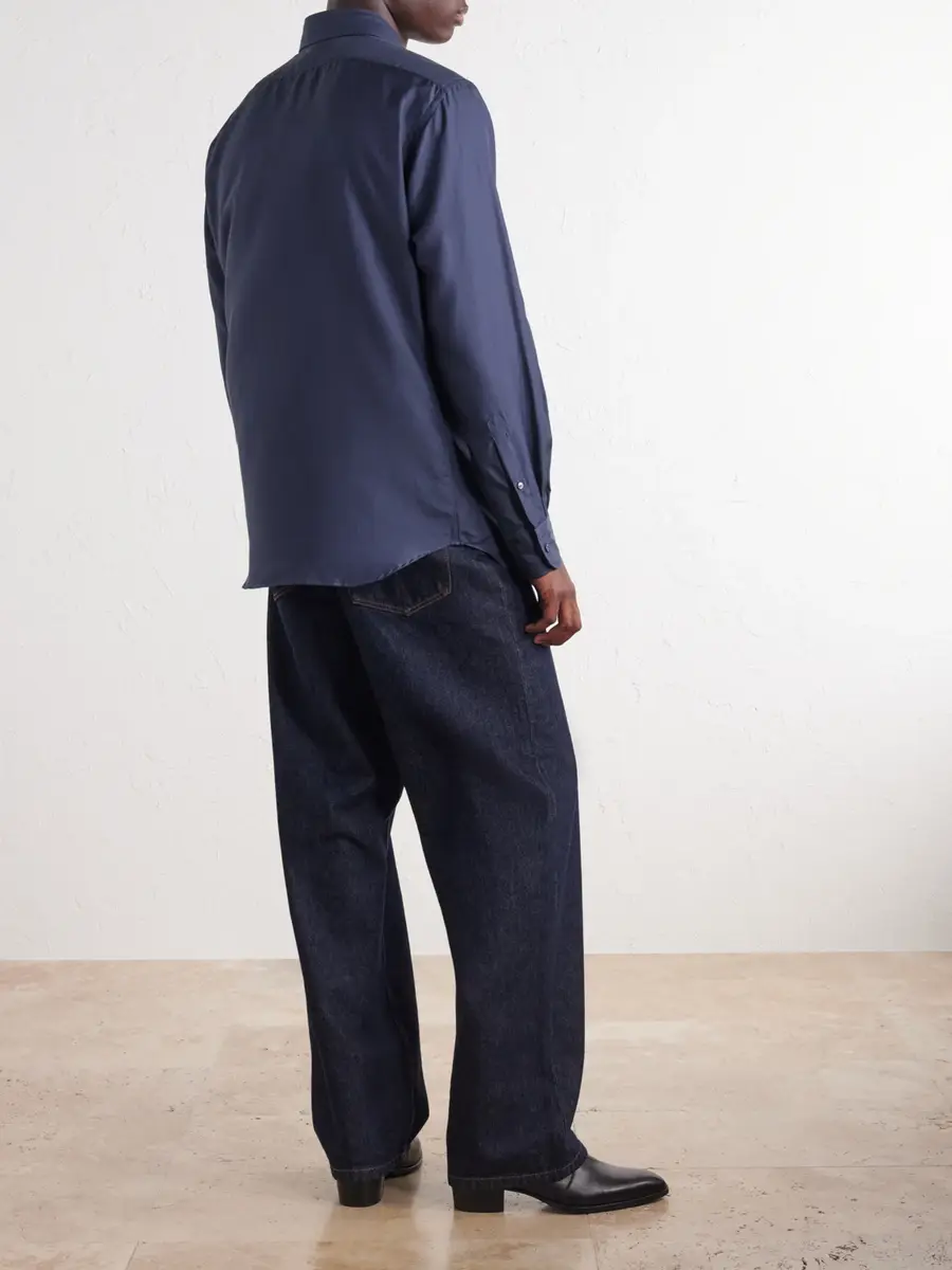 Husbands Cotton and Silk-Blend Twill Shirt - Men | Thumbnail 4 Husbands Cotton and Silk-Blend Twill Shirt - Men | Thumbnail 4