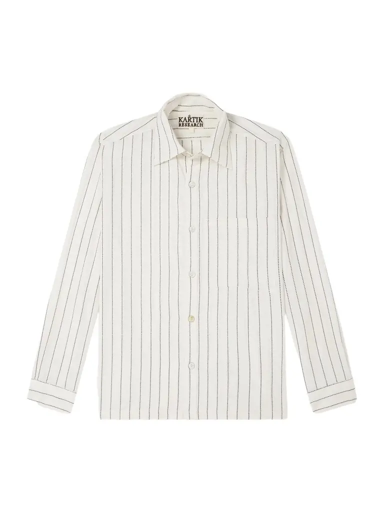 Kartik Research Pinstriped Cotton-Canvas Shirt - Men | Image 1 Kartik Research Pinstriped Cotton-Canvas Shirt - Men | Image 1