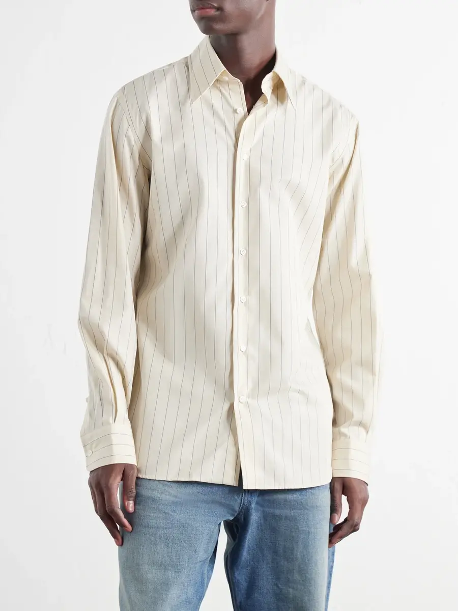 Husbands Striped Cotton and Lyocell-Blend Poplin Shirt - Men | Thumbnail 3 Husbands Striped Cotton and Lyocell-Blend Poplin Shirt - Men | Thumbnail 3