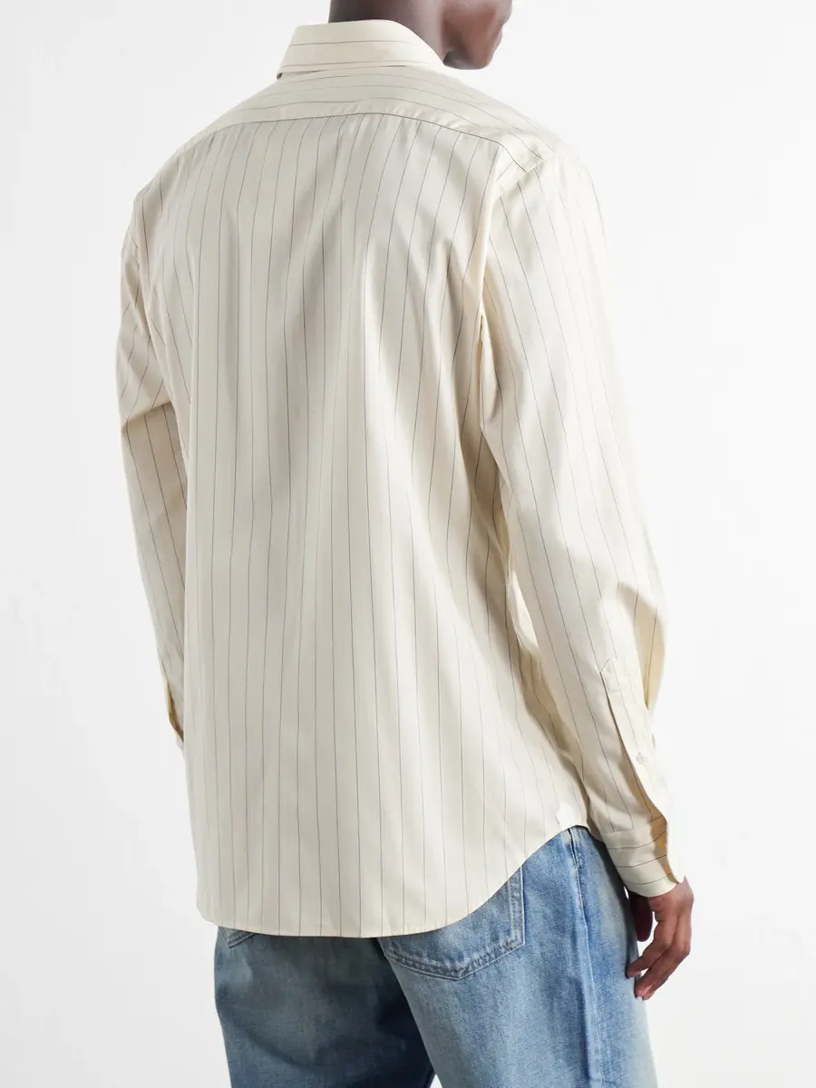 Husbands Striped Cotton and Lyocell-Blend Poplin Shirt - Men | Thumbnail 4 Husbands Striped Cotton and Lyocell-Blend Poplin Shirt - Men | Thumbnail 4