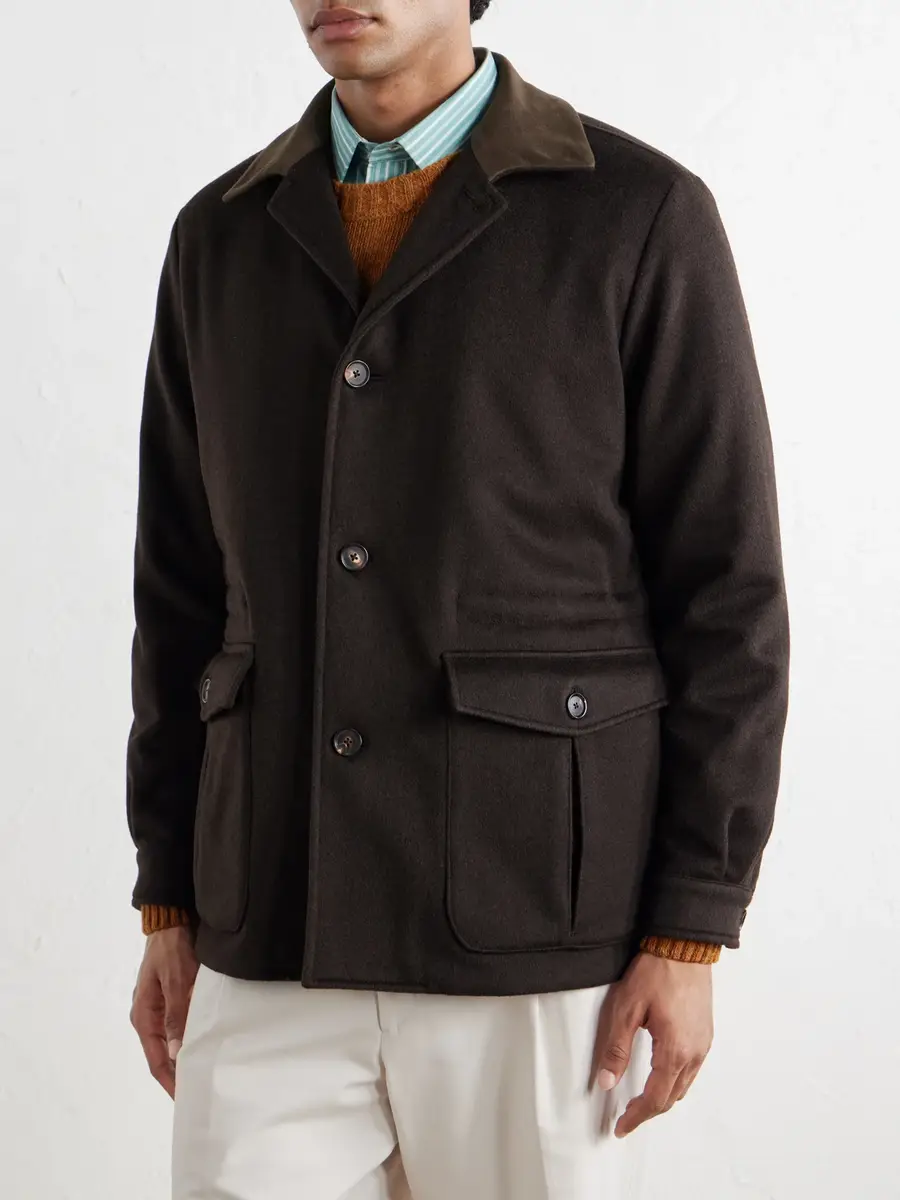 Caruso Dalila Suede-Trimmed Wool Jacket - Men | Thumbnail 3