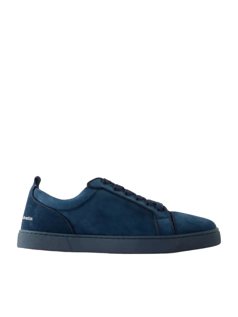 Christian Louboutin Louis Junior Grosgrain-Trimmed Suede Sneakers - Men