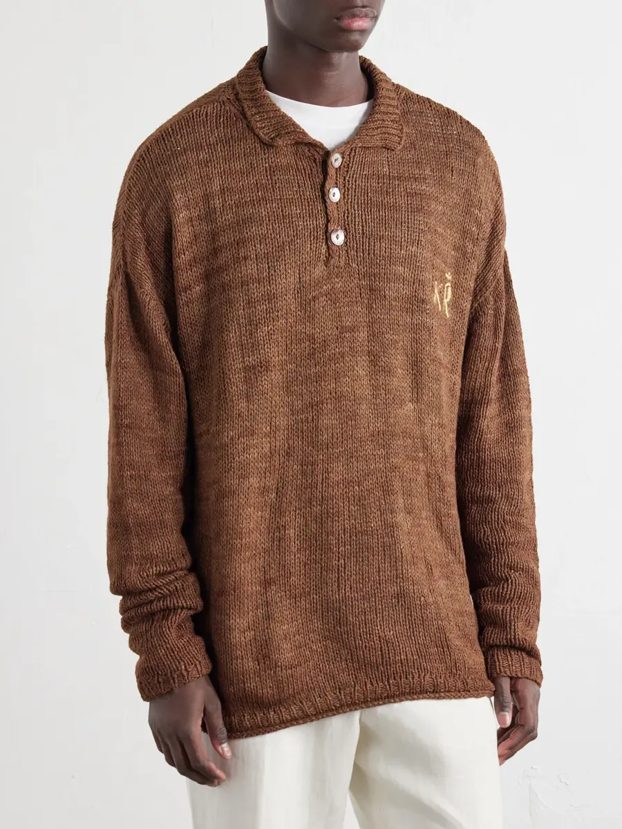 Kartik Research Logo-Embroidered Silk Polo Sweater - Men | Thumbnail 3 Kartik Research Logo-Embroidered Silk Polo Sweater - Men | Thumbnail 3