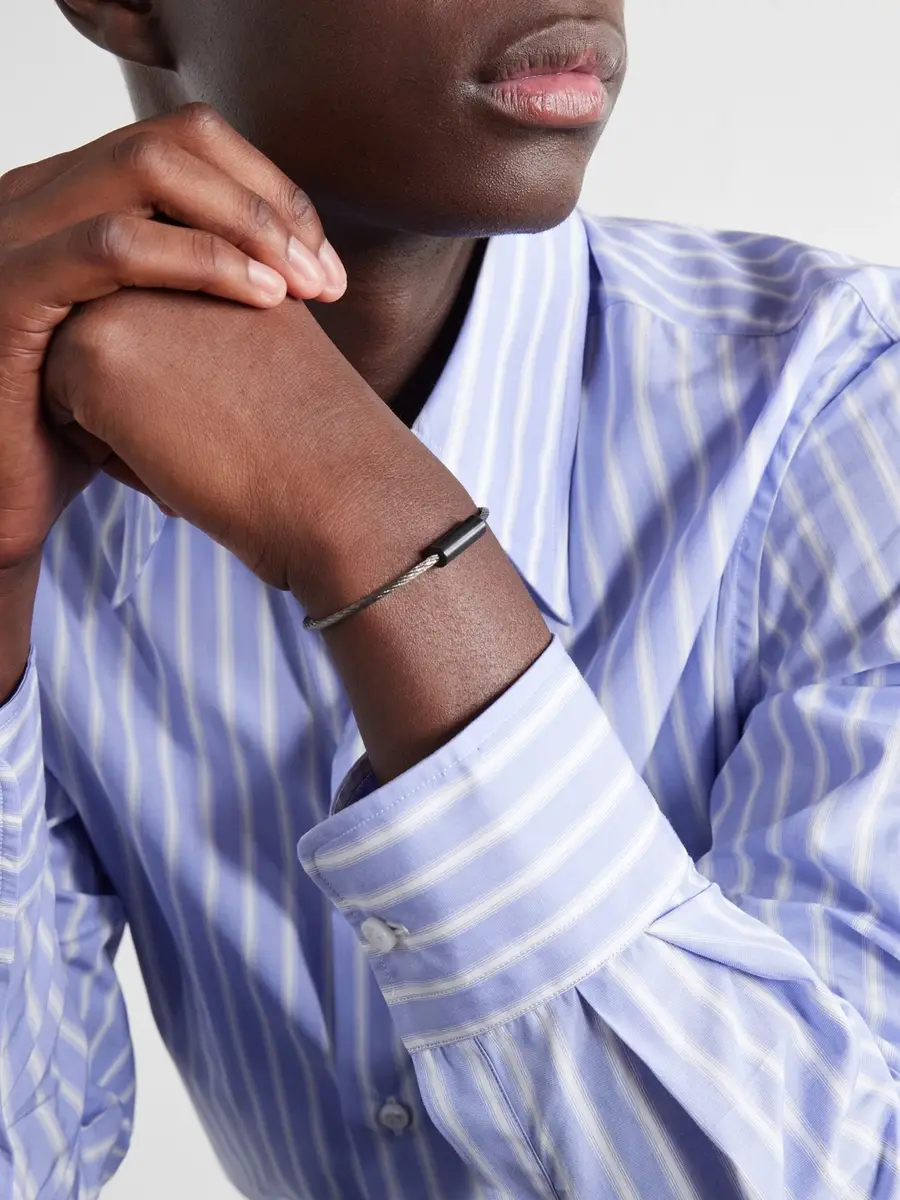 LE GRAMME 7g Brushed Sterling Silver and Ceramic Cable Bracelet - Men | Thumbnail 2
