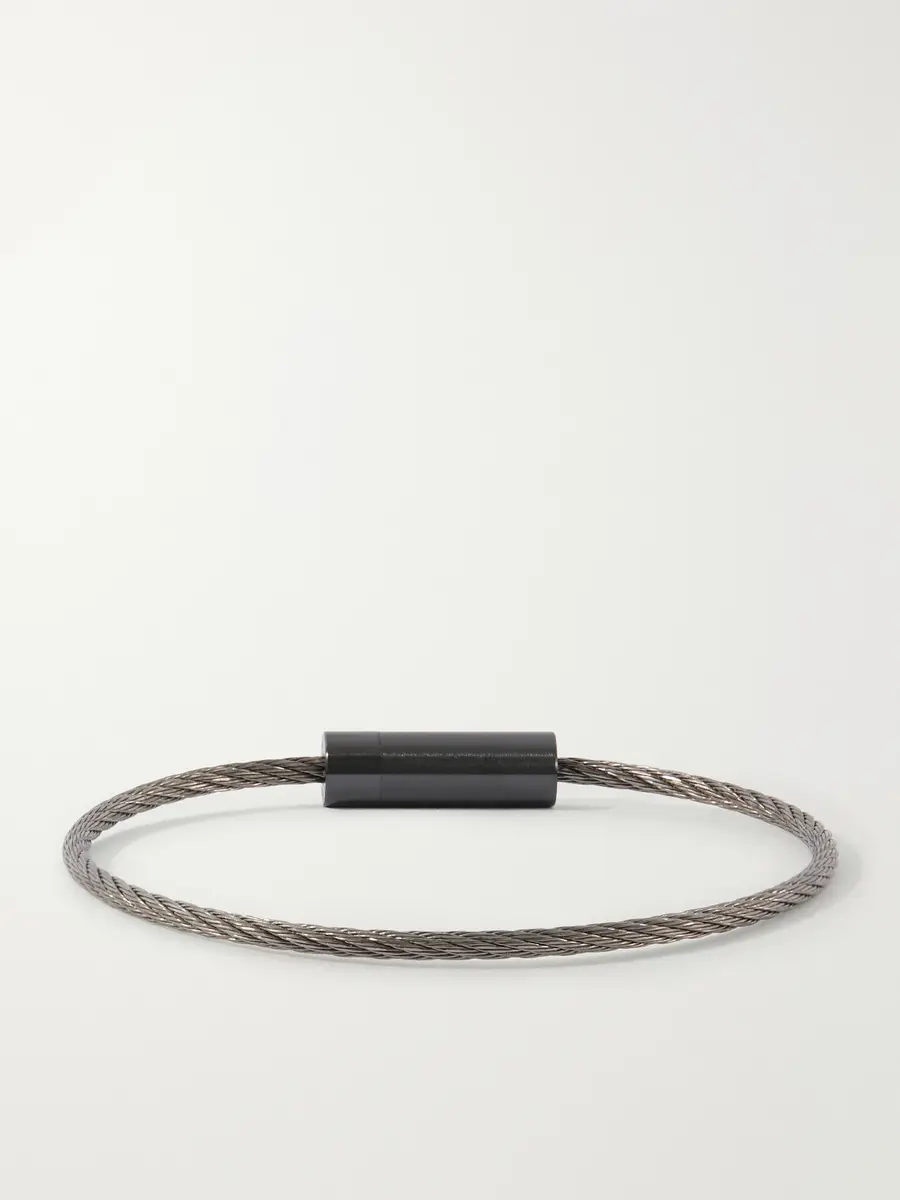 LE GRAMME 7g Brushed Sterling Silver and Ceramic Cable Bracelet - Men | Thumbnail 3
