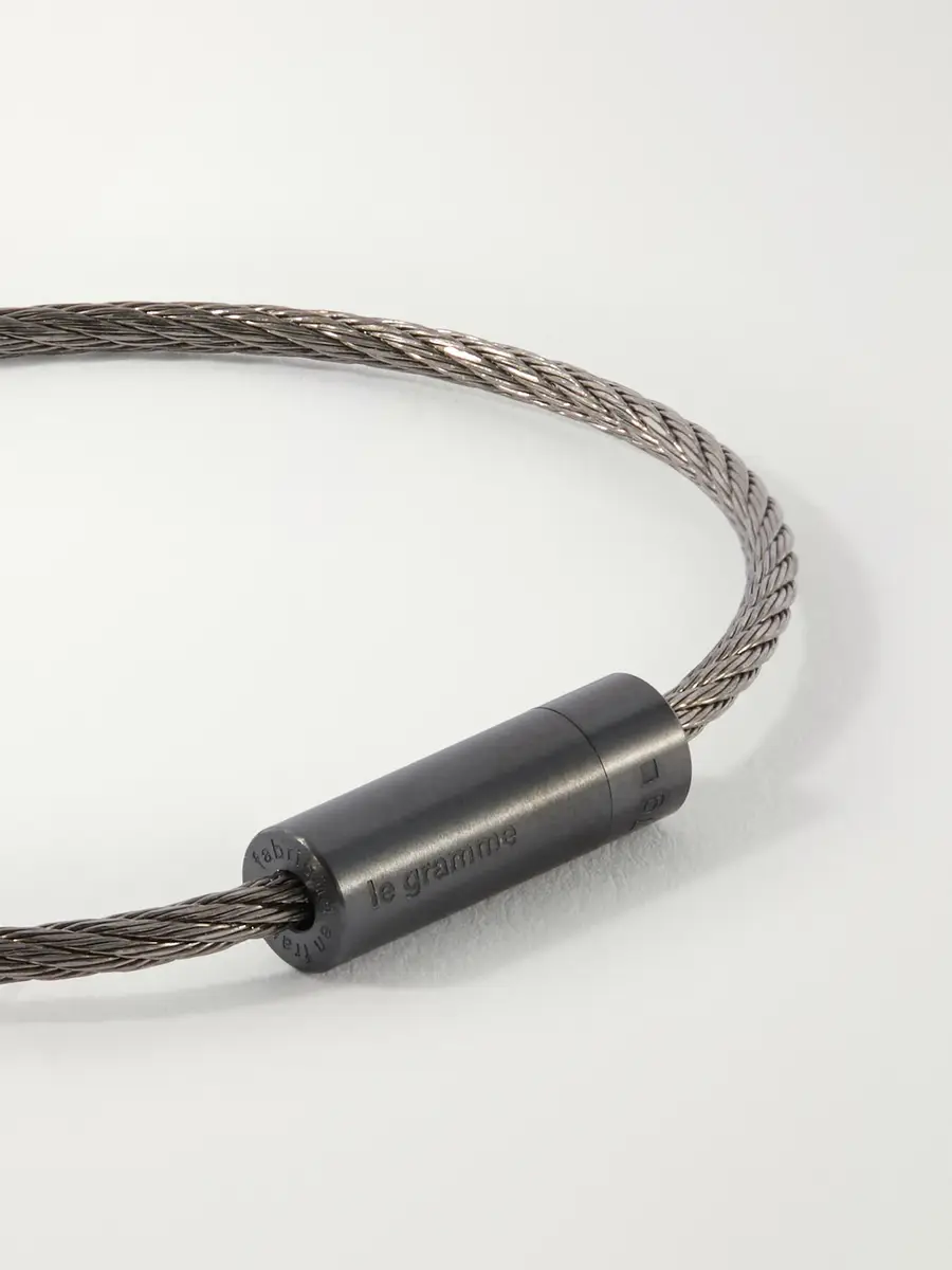 LE GRAMME 7g Brushed Sterling Silver and Ceramic Cable Bracelet - Men | Thumbnail 4