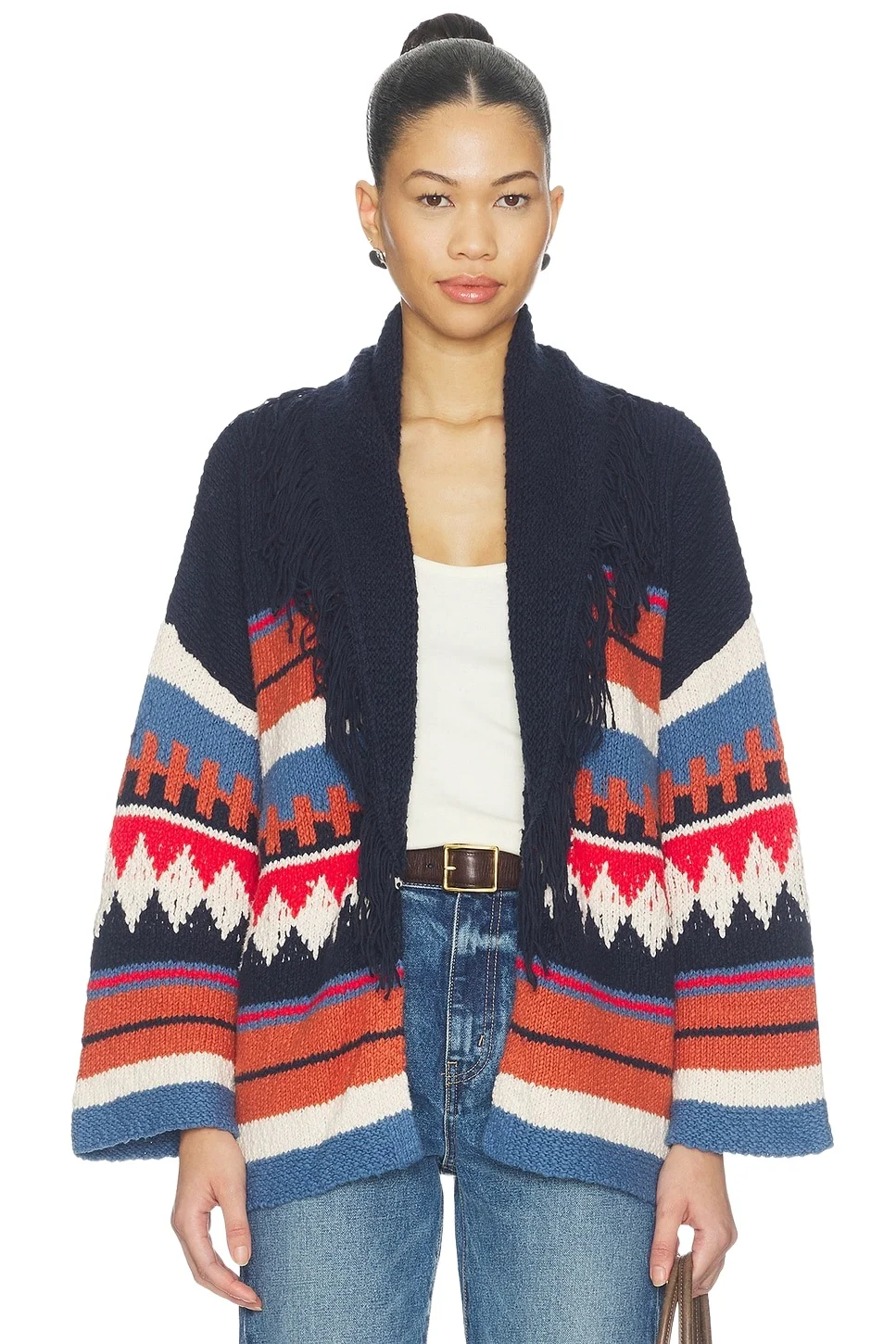 Southwest Fringe Shawl Collar Wrap Southwest Fringe Shawl Collar Wrap