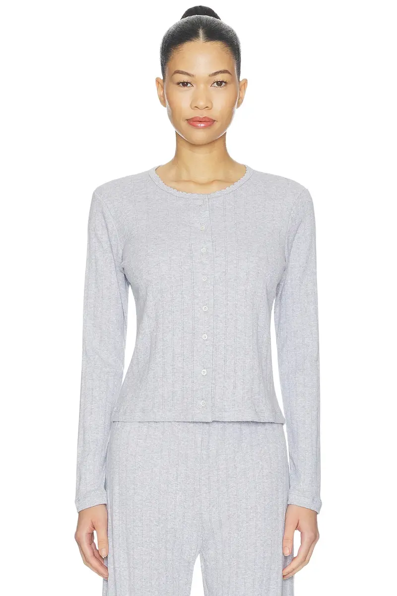 LESET Pointelle Classic Cardigan