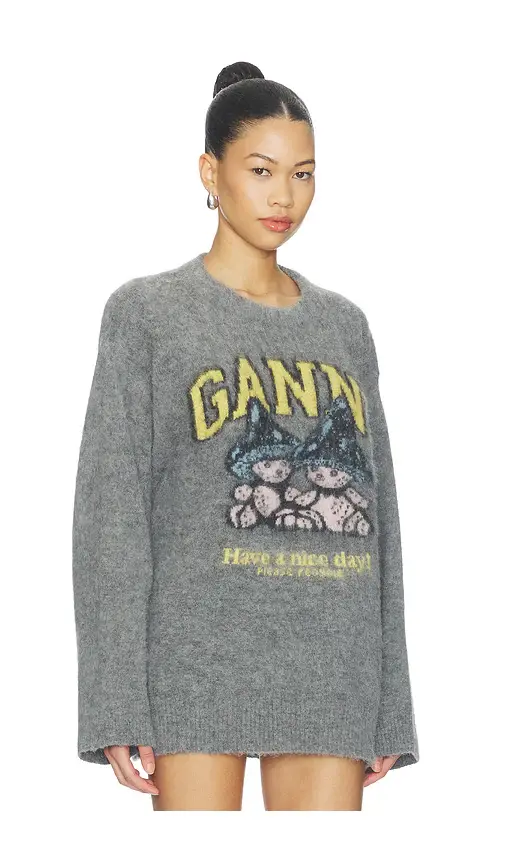 Ganni Mushroom Teddy Brushed Alpaca Sweater | Thumbnail 2