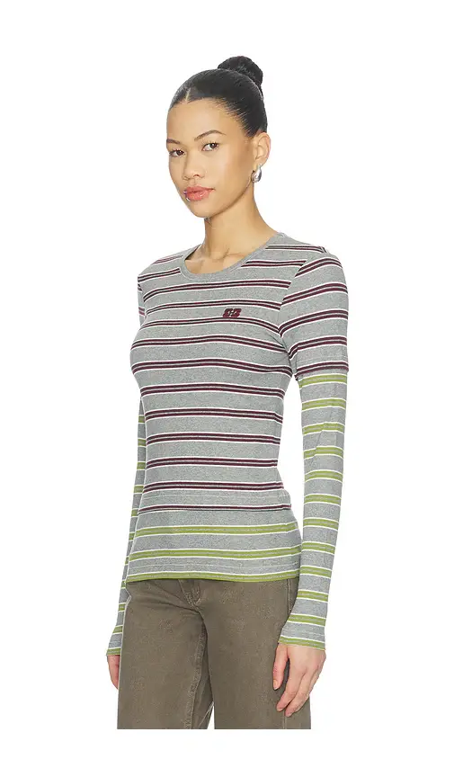 Ganni Soft Cotton Rib Long Sleeve Double Layer Top | Thumbnail 2