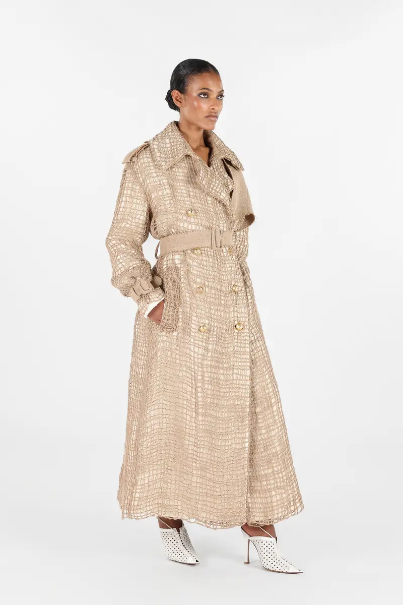 Roberto Cavalli Grid Trench Coat with belt | Thumbnail 2