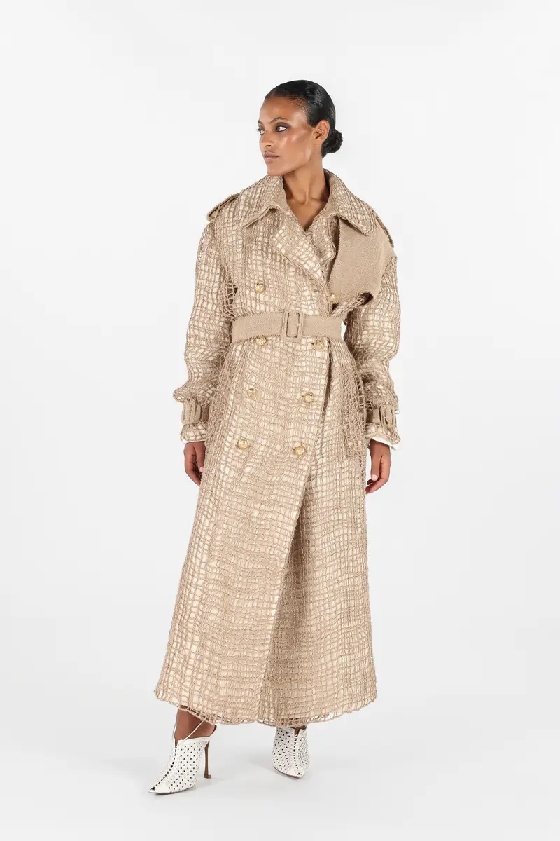 Roberto Cavalli Grid Trench Coat with belt | Thumbnail 7