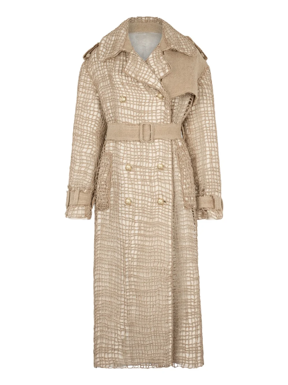 Roberto Cavalli Grid Trench Coat with belt