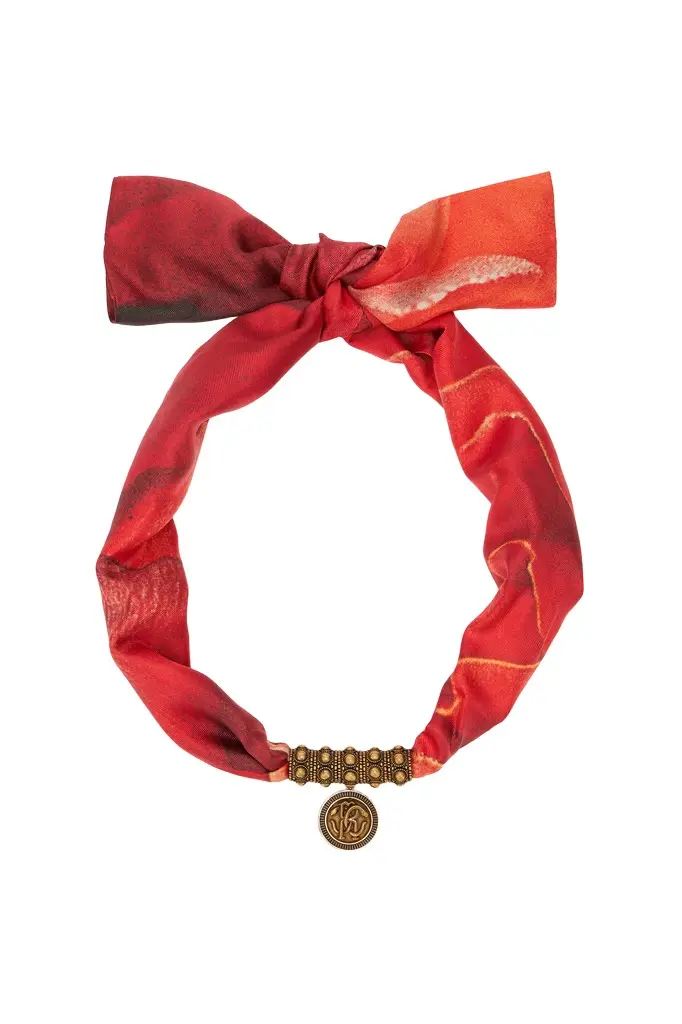 Roberto Cavalli Necklace in metal and printed silk | Image 1 Roberto Cavalli Necklace in metal and printed silk | Image 1