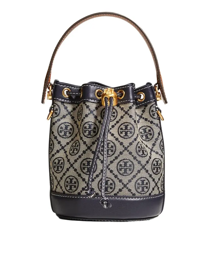 Tory Burch T Monogram Mini Canvas Bucket Bag