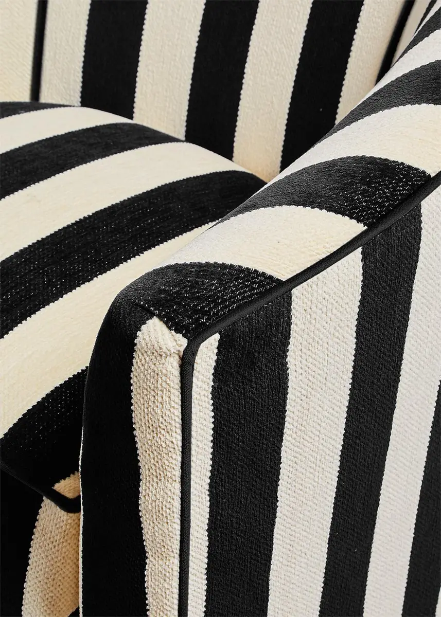 MacKenzie-Childs Marquee Black Stripe Chenille Swivel Chair | Thumbnail 4 MacKenzie-Childs Marquee Black Stripe Chenille Swivel Chair | Thumbnail 4
