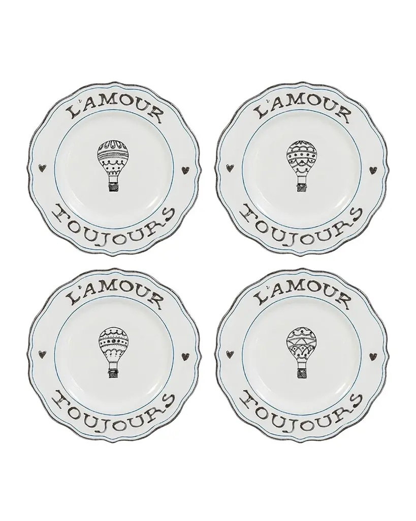 Juliska L 'Amour Toujours Dessert/Salad Plate, Assorted Set of 4