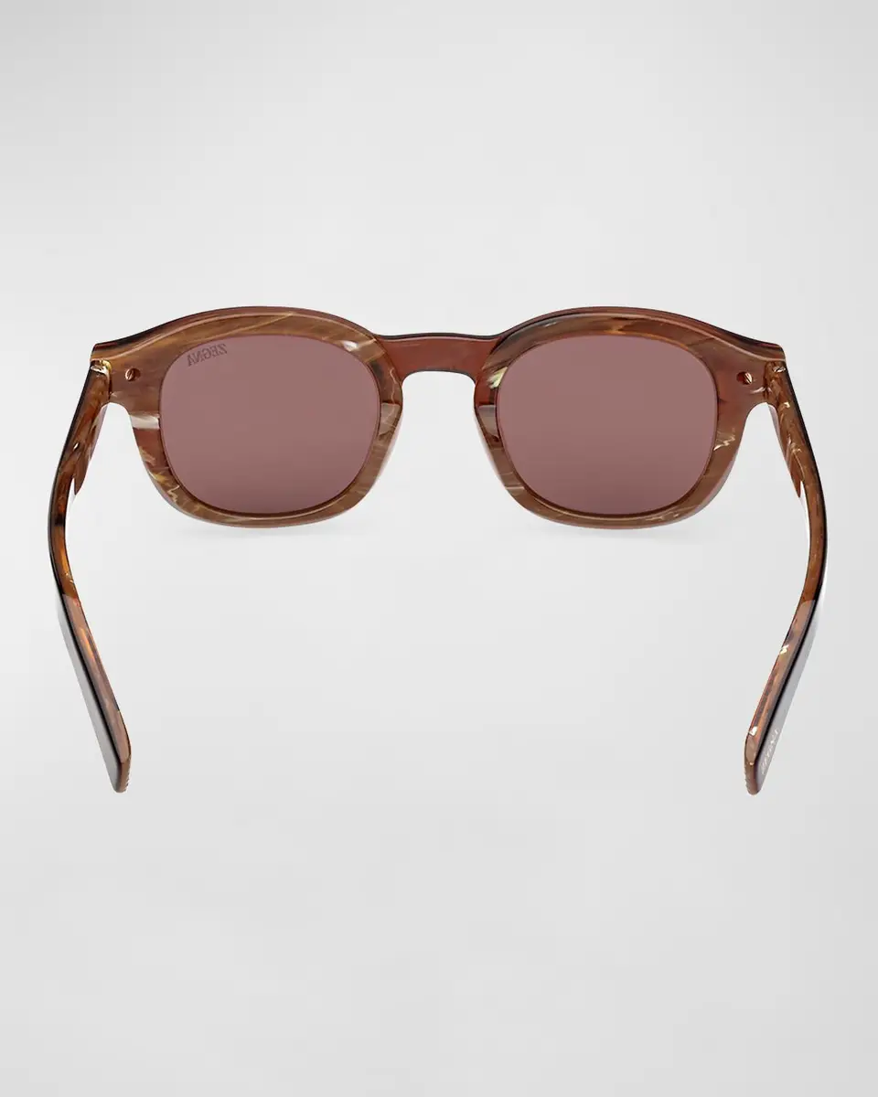 Zegna Men's AURORA Acetate Round Sunglasses | Thumbnail 5