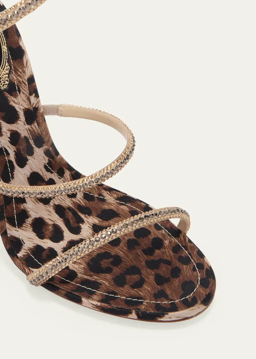 René Caovilla Cleo Animalier 105MM Satin Sandals | Thumbnail 4 René Caovilla Cleo Animalier 105MM Satin Sandals | Thumbnail 4