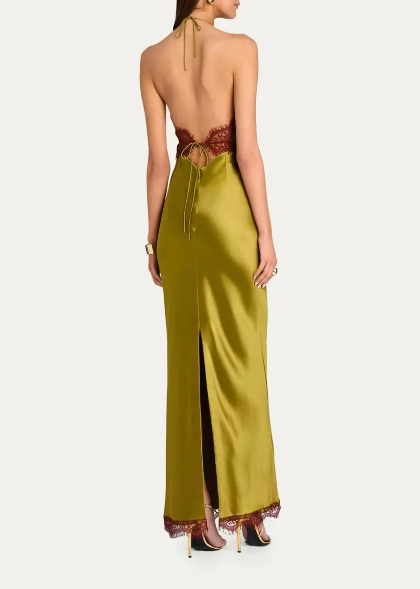 Retrofête Everly Lace-Trim Satin Halter Dress | Thumbnail 3 Retrofête Everly Lace-Trim Satin Halter Dress | Thumbnail 3