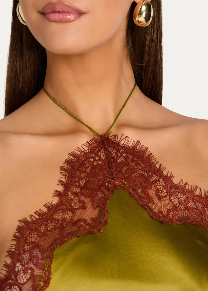 Retrofête Everly Lace-Trim Satin Halter Dress | Thumbnail 5 Retrofête Everly Lace-Trim Satin Halter Dress | Thumbnail 5