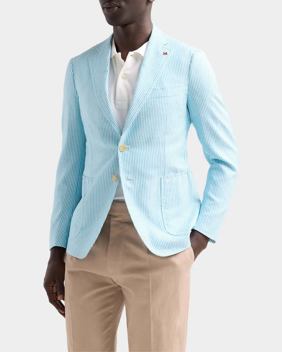 Isaia Seersucker Cotton-Silk Jacket | Thumbnail 4 Isaia Seersucker Cotton-Silk Jacket | Thumbnail 4