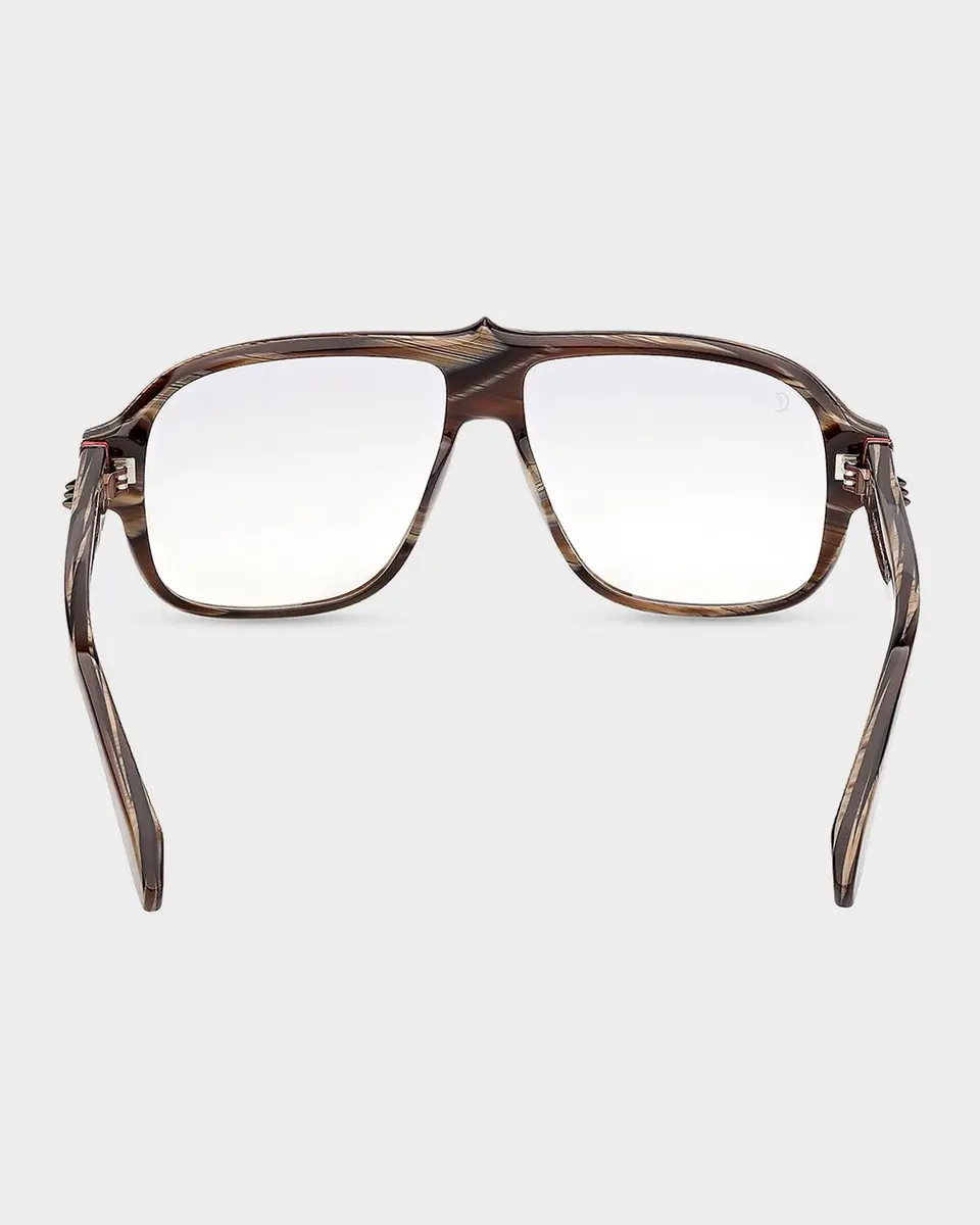 Christian Louboutin Men's Temple-Spike Acetate Rectangle Eyeglasses | Thumbnail 3