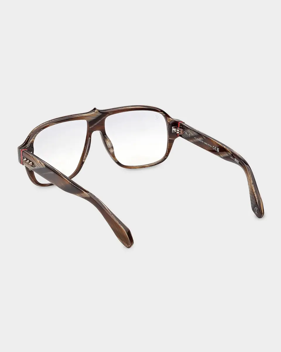 Christian Louboutin Men's Temple-Spike Acetate Rectangle Eyeglasses | Thumbnail 4