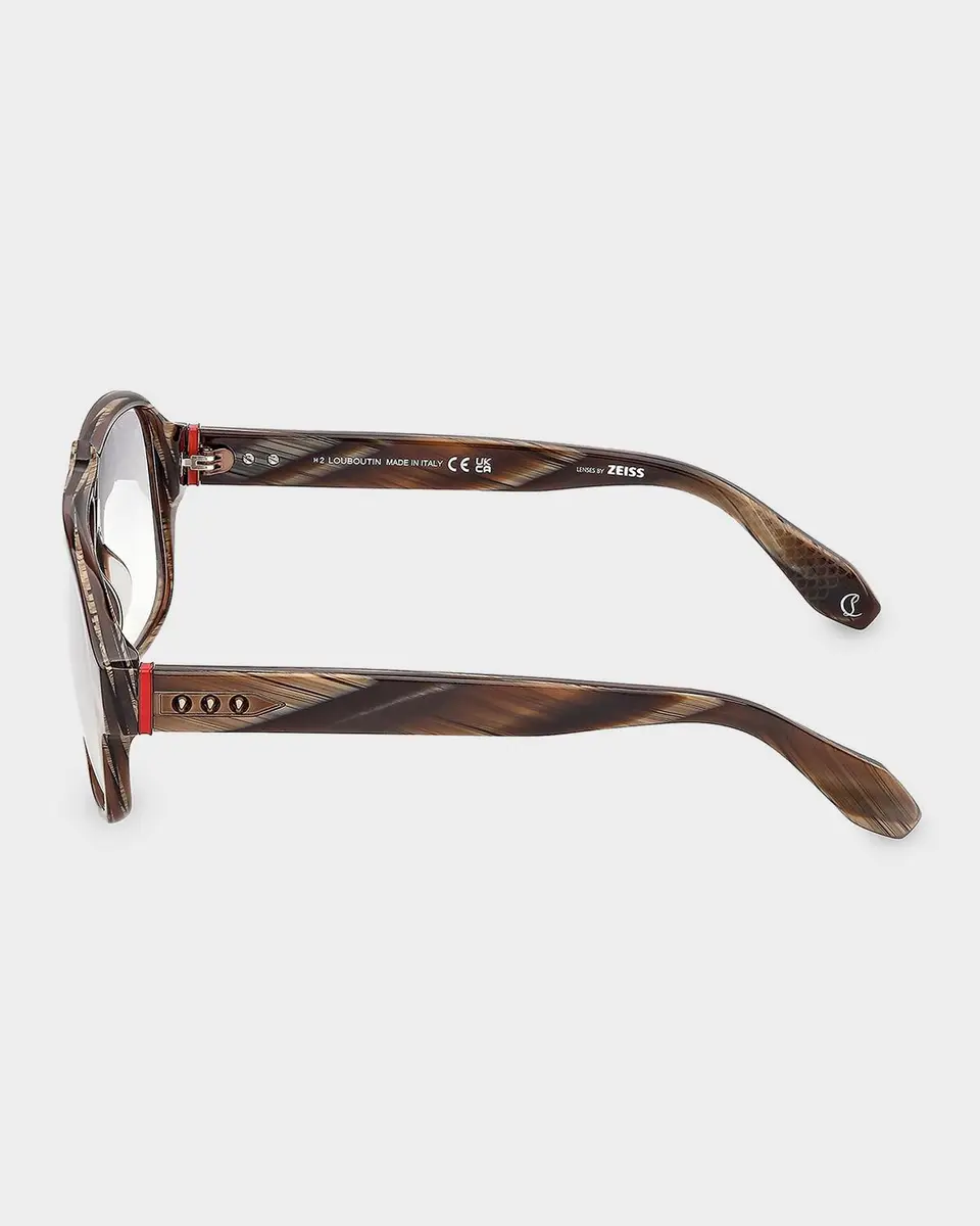 Christian Louboutin Men's Temple-Spike Acetate Rectangle Eyeglasses | Thumbnail 5