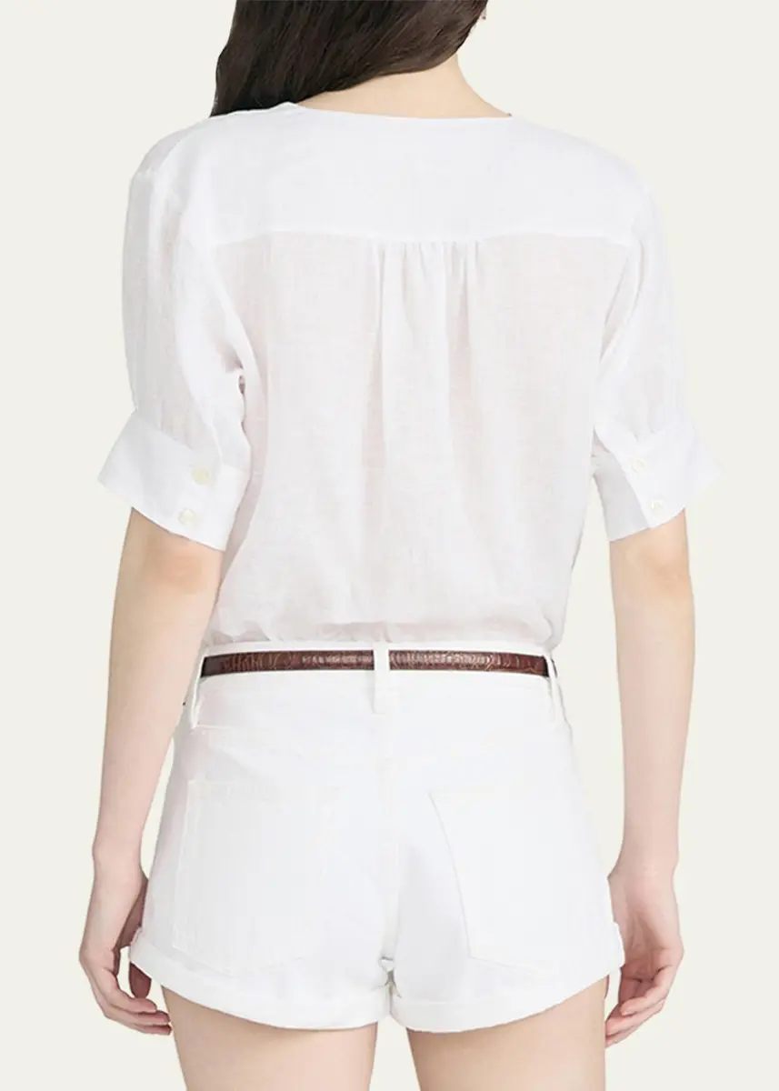 Frame The Linen V-Neck Top | Thumbnail 3 Frame The Linen V-Neck Top | Thumbnail 3