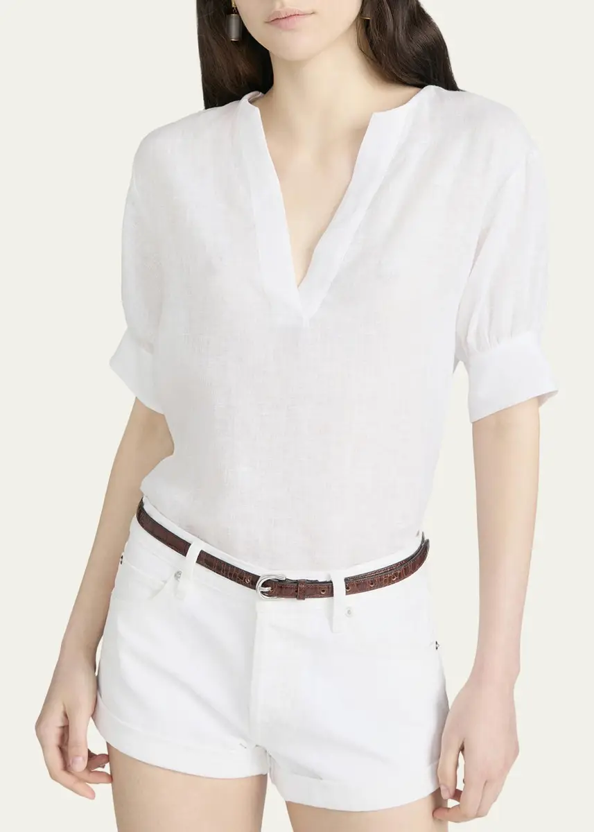Frame The Linen V-Neck Top | Thumbnail 4 Frame The Linen V-Neck Top | Thumbnail 4