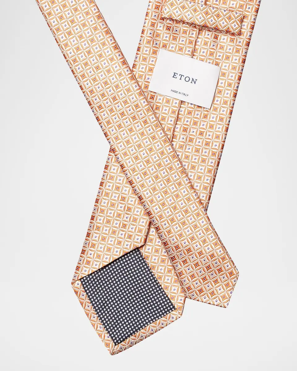 Eton Men's Geometric Medallion Silk Jacquard Tie | Thumbnail 2 Eton Men's Geometric Medallion Silk Jacquard Tie | Thumbnail 2