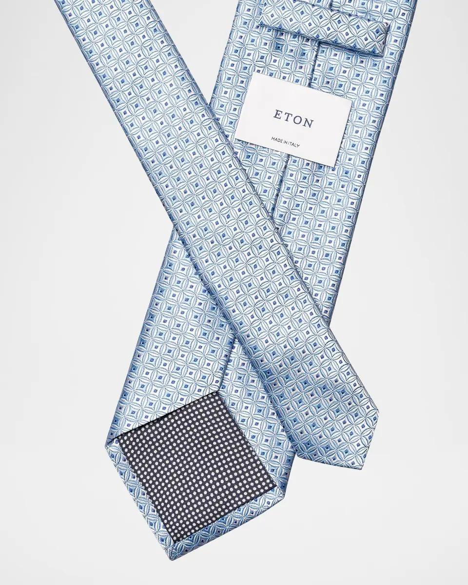 Eton Men's Tonal Geometric Medallion Silk Tie | Thumbnail 2 Eton Men's Tonal Geometric Medallion Silk Tie | Thumbnail 2