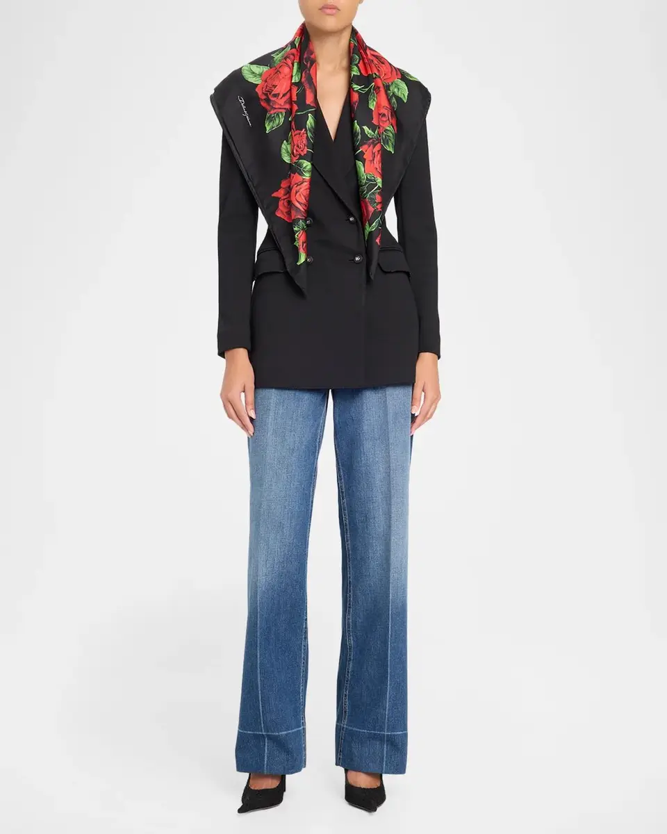 Dolce & Gabbana Rose-Print Silk Twill Scarf | Thumbnail 2