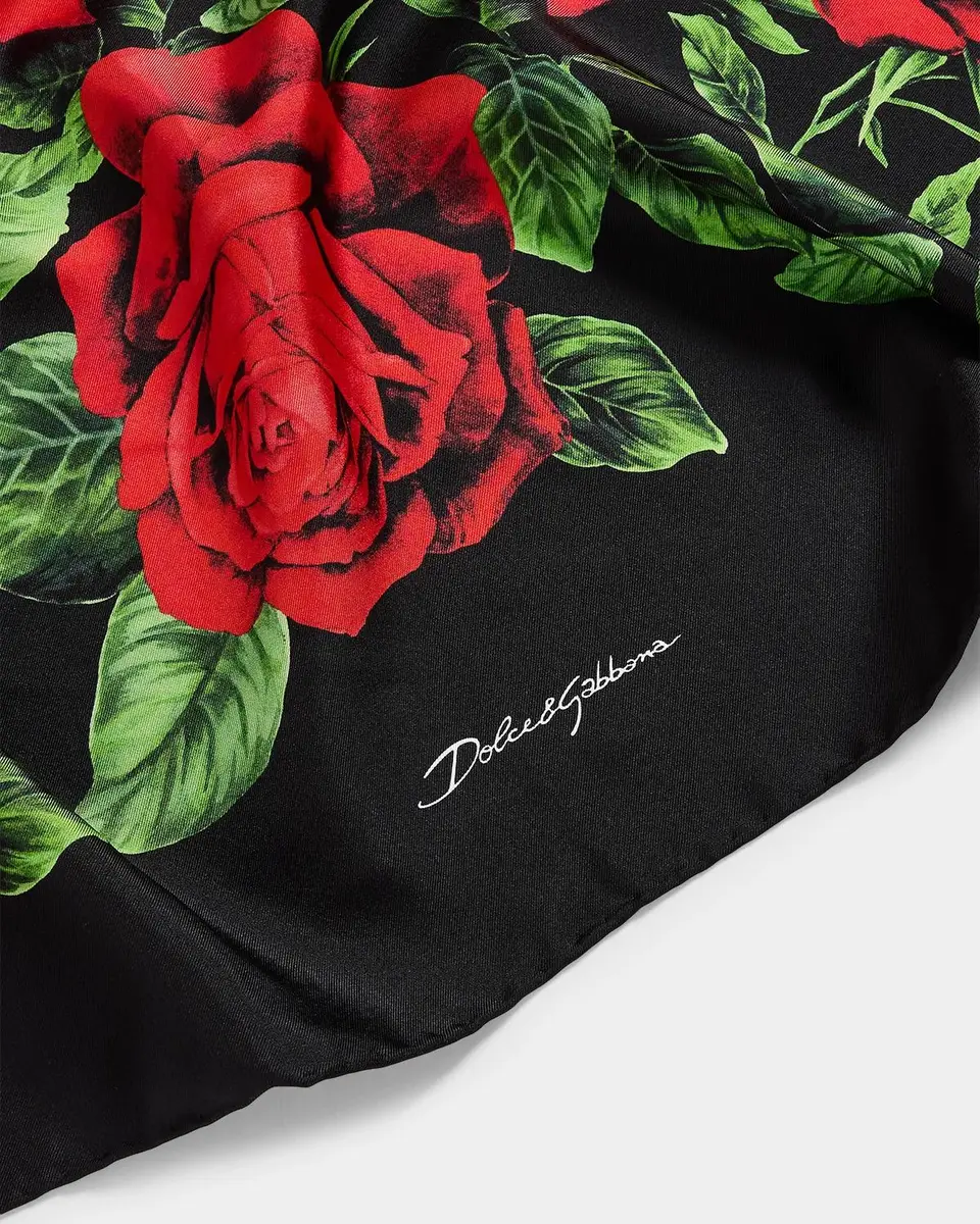 Dolce & Gabbana Rose-Print Silk Twill Scarf | Thumbnail 3